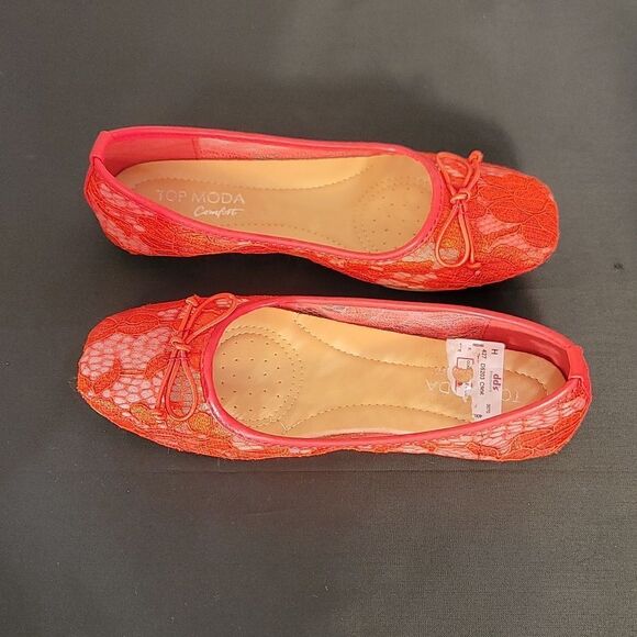 BRAND NEW TOP MODA ANNETTE-1 LACE BOWNOT SLIP-ON STYLE FLAT - Picture 7 of 16
